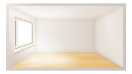 Poster - Empty Room Vector. White Wall. Plastic Window. Architecture Apartment. 3d Realistic Illustration