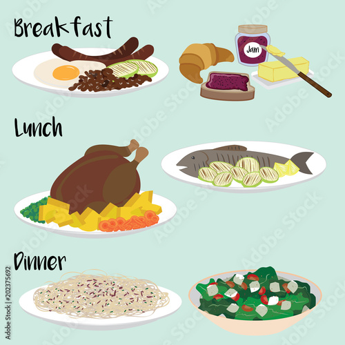 Collection of colorful vector illustrations of healthy ...