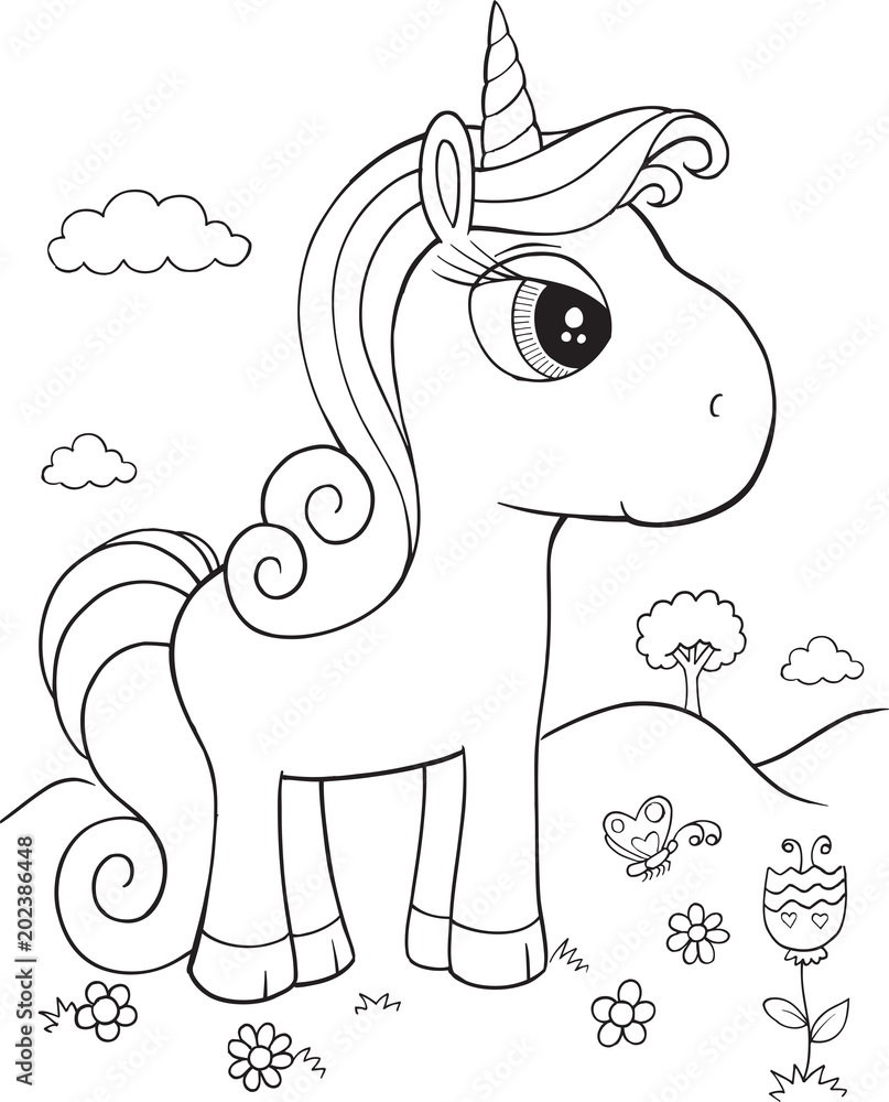 Printed Kitchen Splashbacks Unicorn Pony Horse Vector Illustration