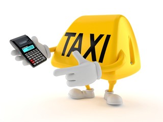 Canvas Print - Taxi character using calculator