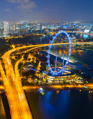 Fototapete -  Singapore Ferries Wheel, aerial view