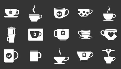 Wall Mural - Cup icon set vector white isolated on grey background 