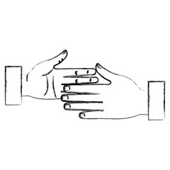 Sticker - hands human touching icon vector illustration design