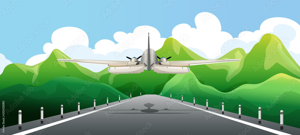 Airplane Taking off the Runway Stock Vector | Adobe Stock
