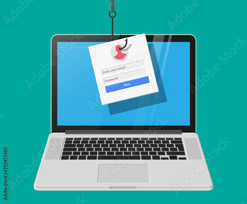 Fotomural Login into account and fishing hook.