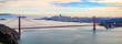 Panorama of the Golden Gate bridge with San Francisco skyline in the background