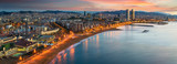 Fototapeta  - Barcelona beach on morning sunrise