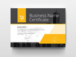 Modern Business Certificate with Yellow and Black. 