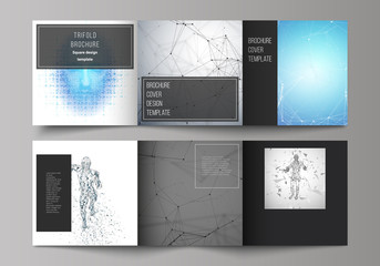 Poster - black colored minimal vector of editable layout. modern creative covers design templates for trifold