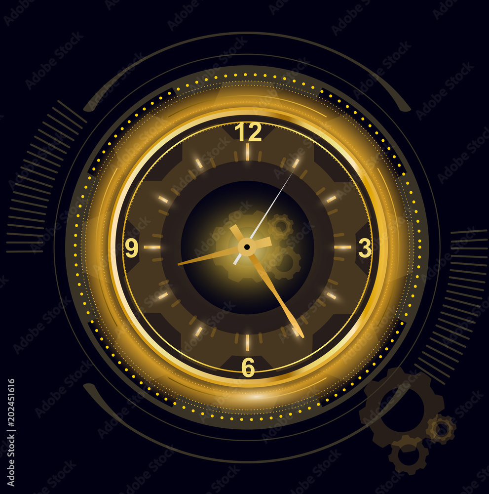 Clock Techgraph Vector illustration of abstract futuristic digital clock, technology ...