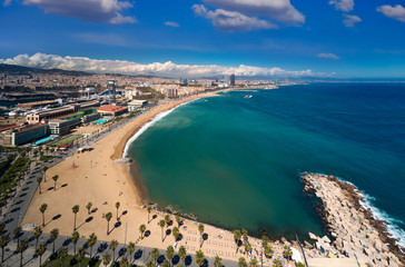 Wall Mural - Barcelona beach and barcelona city