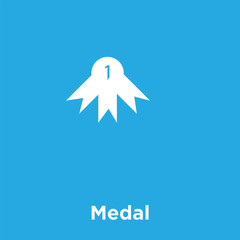 Wall Mural - Medal icon isolated on blue background