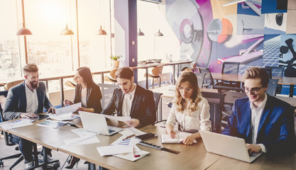 Group of people working in modern office