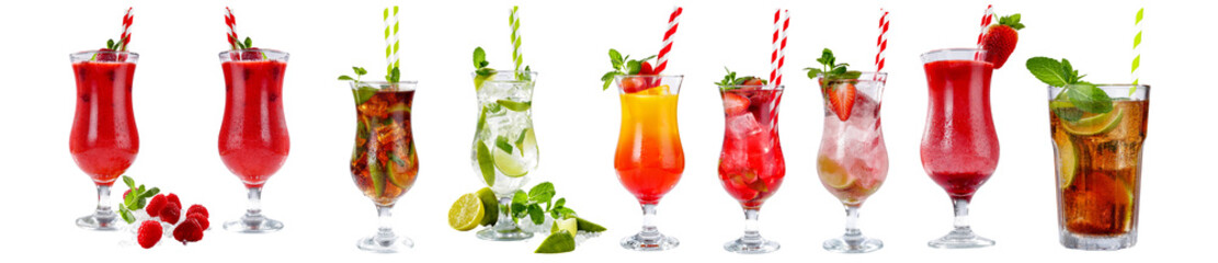 summer drinks on white background 