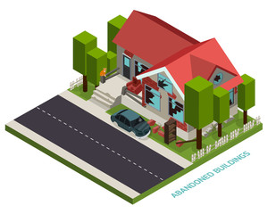 Wall Mural - Abandoned Buildings Isometric Concept