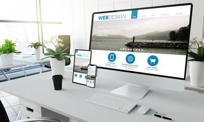 Wall Mural - web design devices mockup