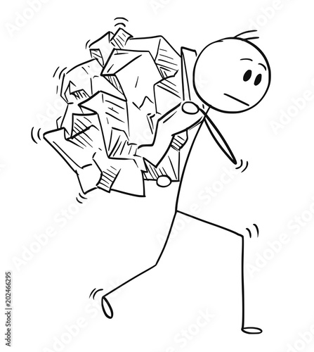 Cartoon Stick Man Drawing Conceptual Illustration Of Businessman Carrying Crumpled Paper Ball On His Back Business Concept Of Paperwork And Bureaucracy Buy This Stock Vector And Explore Similar Vectors At Adobe Take one piece of your cut construction paper and crumple it up into a ball. cartoon stick man drawing conceptual