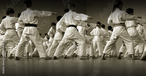 Fototapeta Karate  treningi-karate-do-dla-dzieci-baner-z-miejscem-na-tekst-na-strony-internetowe-lub-reklamy