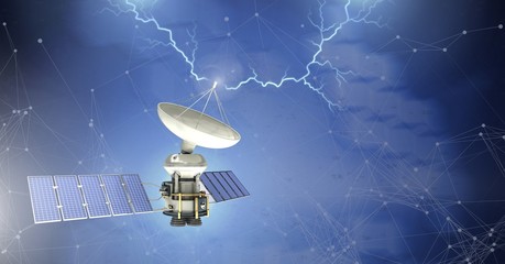 Sticker - Lightning strikes and satellite with solar panels