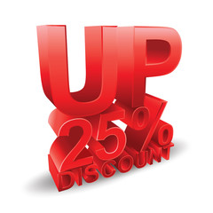 25 percent discount on white background