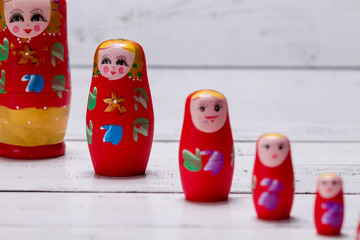 Traditional russian wooden dolls called matryoshka.