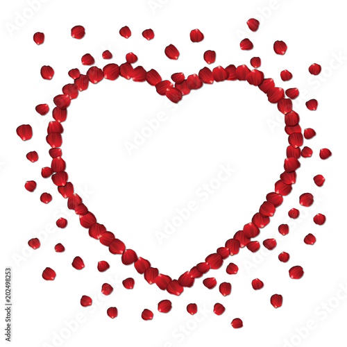 Rose Petals Heart Shape Vector Isolated On White Background