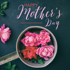 Poster - Mothers day graphic for card or print shows pink roses as bouquet for the holiday.