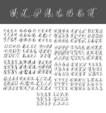 mega set of calligraphy hand written alphabet design