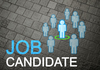 Wall Mural - Job candidate career finder for new position opening.  Glowing people with highlighted top candidate.