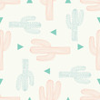 vector saguaro cactus toss cream seamless repeat pattern background