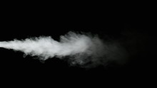 White Water Vapour On A Black Background. Close-up Shot