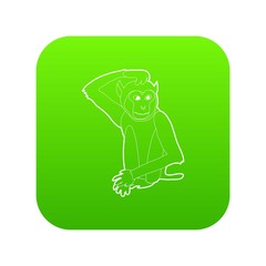 Sticker - Brooding monkey icon green vector isolated on white background