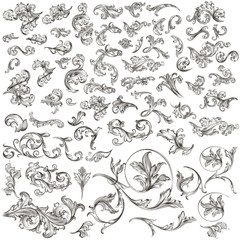 Wall Mural - Huge collection of vintage vector hand drawn swirls for design