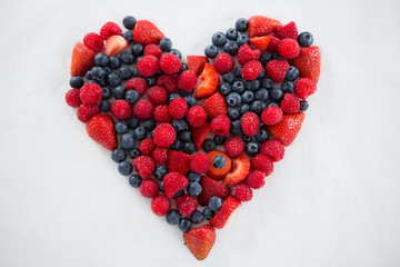 Wall Mural - Close-up of various fruits forming a heart shape