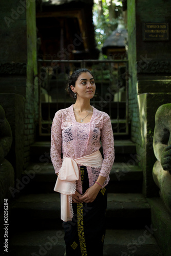 Young Girl Wearing Traditional Balinese Clothes In Bali Indonesia