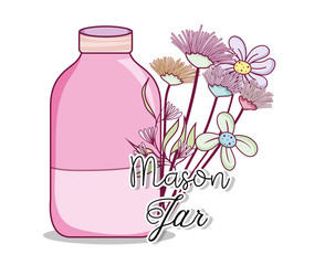 Canvas Print - Mason jar with flowers