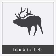Wall Mural - black bull elk icon isolated on white background