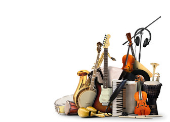 musical instruments, orchestra or a collage of music