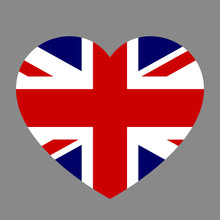 Icon Heart Symbol Of Love On The Background National Flag State Great Britain. Vector Illustration.