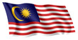 Malaysia flag. Isolated national flag of Malaysia. Waving flag of Malaysia. Fluttering textile malaysian flag. Stripes of Glory.