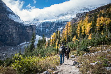 Hiking Plain of Six Glaciers track, Banff National Park, Canadian Rockies