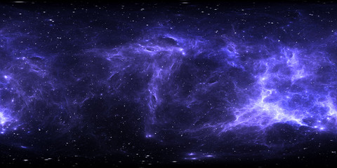 Wall Mural - 360 degree space nebula panorama, equirectangular projection, environment map. HDRI spherical panorama. Space background with nebula and stars.