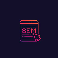 Sticker - SEM, search engine marketing vector linear icon