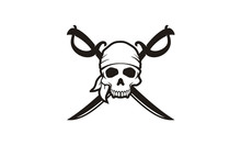 Skull With Crossing Swords For Pirates Emblem Logo Design Inspiration