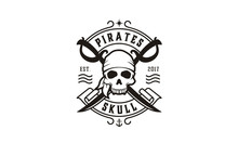 Skull With Crossing Swords For Pirates Emblem Logo Design Inspiration
