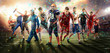 players of different sports in the basketball stadium 3D rendering