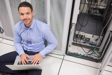 Aufkleber - Man smiling while doing server maintenance