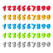 Numbers vector icons set. Cartoon multicolor signs and design elements