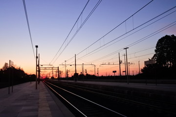 the rail ways in sunset