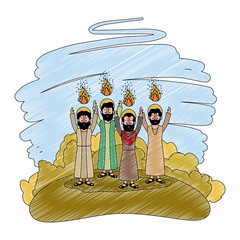 Wall Mural - apostles group pentecost in the camp vector illustration design